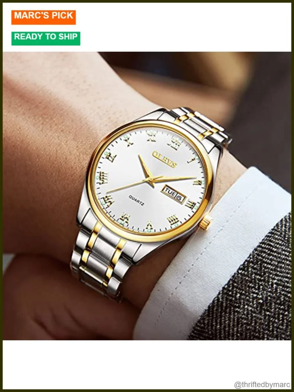 Classic Men Watch with Date - Luminous Quartz Stainless Steel Waterproof